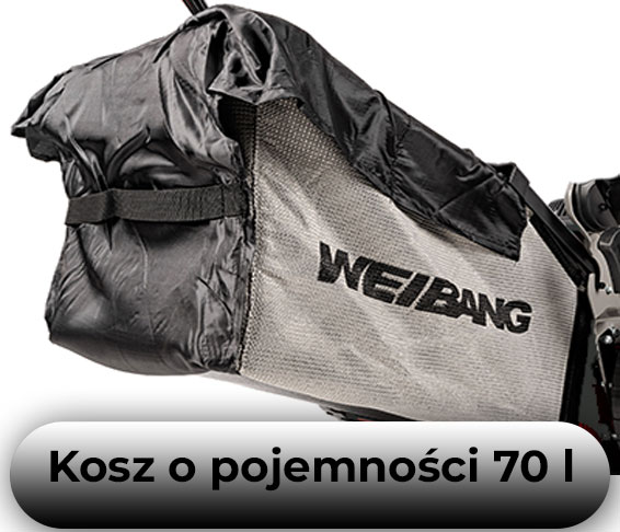Kosz o pojemności 70 l w kosiarce Weibang WB537SC V AL-BBC